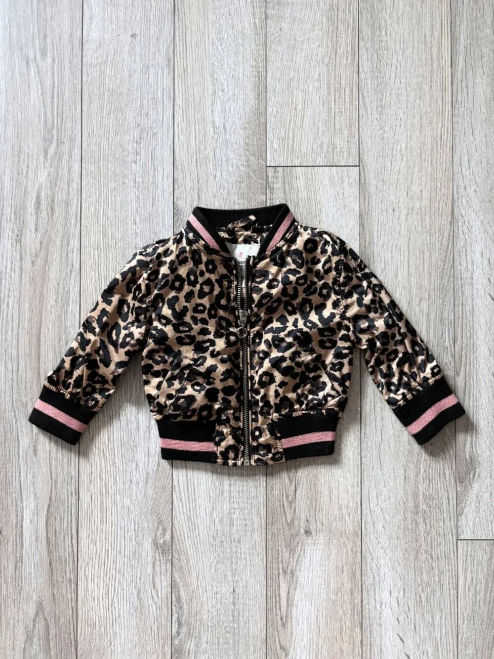 Urban Republic Toddler Girls Leopard Sateen Bomber Jacket Baddie Kid Size 12M